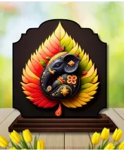 Car Dashboard/Table Top Lord Ganesha Wooden Rectangle Photo Stand  3x4 Inches, Compact & Stylish Spiritual Display For Car, Home & Office (Pack Of 1) (F22450)
