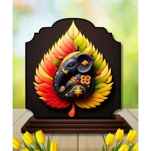 Car Dashboard/Table Top Lord Ganesha Wooden Rectangle Photo Stand  3x4 Inches, Compact & Stylish Spiritual Display For Car, Home & Office (Pack Of 1) (F22450)