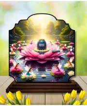 Car Dashboard/Table Top Shiva Lingam Wooden Rectangle Photo Stand  3x4 Inches, Compact & Stylish Spiritual Display For Car, Home & Office (Pack Of 1) (F22454)