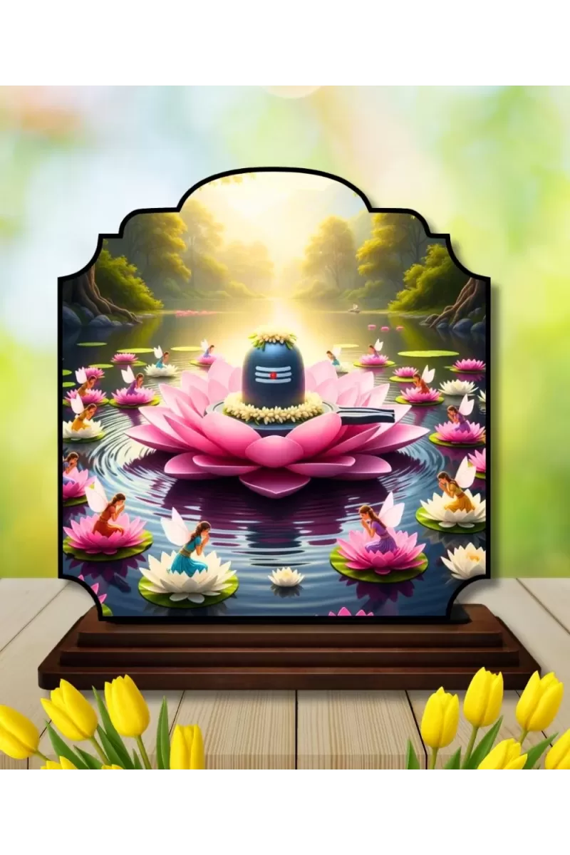 Car Dashboard/Table Top Shiva Lingam Wooden Rectangle Photo Stand  3x4 Inches, Compact & Stylish Spiritual Display For Car, Home & Office (Pack Of 1) (F22454)