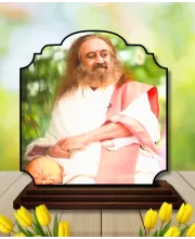 Car Dashboard/Table Top Sri Sri Ravi Shankar Wooden Rectangle Photo Stand  3x4 Inches, Compact & Stylish Spiritual Display For Car, Home & Office (Pack Of 1) (F22455)