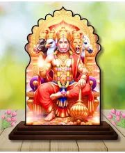 Car Dashboard/Table Top Lord Hanuaman Wooden Temple Photo Stand  3x4 Inches, Compact & Stylish Spiritual Display For Car, Home & Office (Pack Of 1) (F22469)