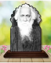 Car Dashboard/Table Top Rabindra Nath Tagore Wooden Temple Photo Stand  3x4 Inches, Compact & Stylish Spiritual Display For Car, Home & Office (Pack Of 1) (F22462)