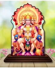 Car Dashboard/Table Top Lord Hanuman Wooden Temple Photo Stand  3x4 Inches, Compact & Stylish Spiritual Display For Car, Home & Office (Pack Of 1) (F22463)