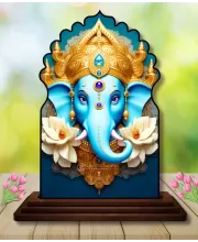 Car Dashboard/Table Top Lord Ganesha Wooden Temple Photo Stand  3x4 Inches, Compact & Stylish Spiritual Display For Car, Home & Office (Pack Of 1) (F22464)