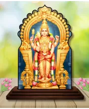 Car Dashboard/Table Top Thiruchendur Murugan  Wooden Temple Photo Stand  3x4 Inches, Compact & Stylish Spiritual Display For Car, Home & Office (Pack Of 1) (F22465)