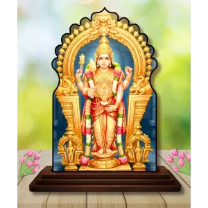 Car Dashboard/Table Top Thiruchendur Murugan Wooden Temple Photo Stand 3x4 Inches, Compact & Stylish Spiritual Display For Car, Home & Office (Pack Of 1) (F22465) Car Dashboard/Table Top Thiruchendur Murugan Wooden Temple Photo Stand 3x4 Inches, Compact & Stylish Spiritual Display For Car, Home & Office (Pack Of 1) (F22465)