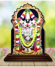 Car Dashboard/Table Top Lord Balaji Wooden Temple Photo Stand  3x4 Inches, Compact & Stylish Spiritual Display For Car, Home & Office (Pack Of 1) (F22466)