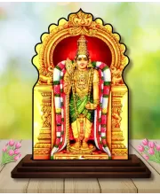 Car Dashboard/Table Top Lord Murugan Wooden Temple Photo Stand  3x4 Inches, Compact & Stylish Spiritual Display For Car, Home & Office (Pack Of 1) (F22468)