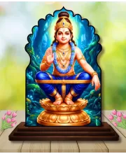 Car Dashboard/Table Top God Ayyappa Wooden Temple Photo Stand  3x4 Inches, Compact & Stylish Spiritual Display For Car, Home & Office (Pack Of 1) (F22470)
