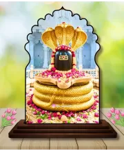 Car Dashboard/Table Top Jyothirlingam Wooden Temple Photo Stand  3x4 Inches, Compact & Stylish Spiritual Display For Car, Home & Office (Pack Of 1) (F22473)