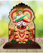 Car Dashboard/Table Top Lord Jagannath Wooden Temple Photo Stand  3x4 Inches, Compact & Stylish Spiritual Display For Car, Home & Office (Pack Of 1) (F22474)