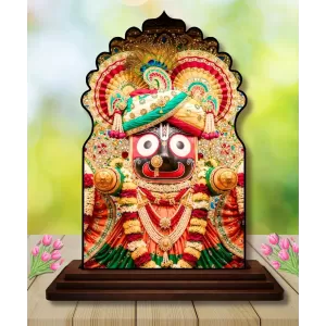 Car Dashboard/Table Top Lord Jagannath Wooden Temple Photo Stand  3x4 Inches, Compact & Stylish Spiritual Display For Car, Home & Office (Pack Of 1) (F22474)