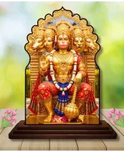 Car Dashboard/Table Top Lord Hanuman Wooden Temple Photo Stand  3x4 Inches, Compact & Stylish Spiritual Display For Car, Home & Office (Pack Of 1) (F22475)