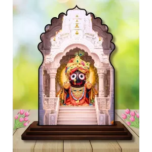 Car Dashboard/Table Top Lord Jagannath Wooden Temple Photo Stand  3x4 Inches, Compact & Stylish Spiritual Display For Car, Home & Office (Pack Of 1) (F22476)