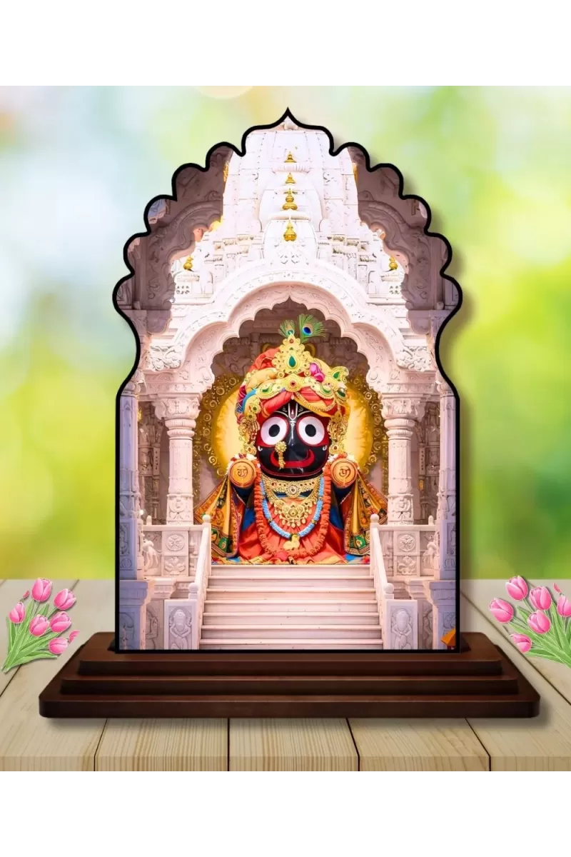 Car Dashboard/Table Top Lord Jagannath Wooden Temple Photo Stand  3x4 Inches, Compact & Stylish Spiritual Display For Car, Home & Office (Pack Of 1) (F22476)