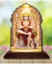 Car Dashboard/Table Top Lord Hanuman Wooden Temple Photo Stand  3x4 Inches, Compact & Stylish Spiritual Display For Car, Home & Office (Pack Of 1) (F22478)