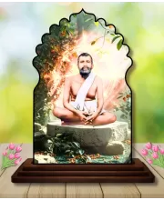 Car Dashboard/Table Top Ramakrishna Paramahamsa Wooden Temple Photo Stand  3x4 Inches, Compact & Stylish Spiritual Display For Car, Home & Office (Pack Of 1) (F22479)