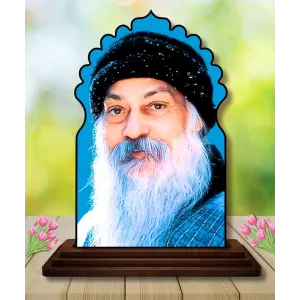 Car Dashboard/Table Top Osho Wooden Temple Photo Stand  3x4 Inches, Compact & Stylish Spiritual Display For Car, Home & Office (Pack Of 1) (F22481)