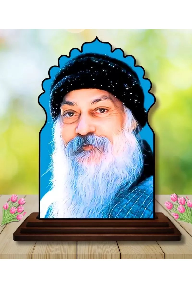 Car Dashboard/Table Top Osho Wooden Temple Photo Stand  3x4 Inches, Compact & Stylish Spiritual Display For Car, Home & Office (Pack Of 1) (F22481)