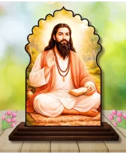 Car Dashboard/Table Top Guru Ravidas Wooden Temple Photo Stand  3x4 Inches, Compact & Stylish Spiritual Display For Car, Home & Office (Pack Of 1) (F22482)