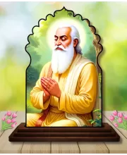 Car Dashboard/Table Top Guru Ravidas Ji  Wooden Temple Photo Stand  3x4 Inches, Compact & Stylish Spiritual Display For Car, Home & Office (Pack Of 1) (F22483)