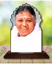 Car Dashboard/Table Top Mata Amritanandamayi Devi Wooden Temple Photo Stand  3x4 Inches, Compact & Stylish Spiritual Display For Car, Home & Office (Pack Of 1) (F22487)