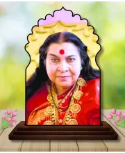 Car Dashboard/Table Top Shri Mataji Nirmala Devi Wooden Temple Photo Stand  3x4 Inches, Compact & Stylish Spiritual Display For Car, Home & Office (Pack Of 1) (F22489)