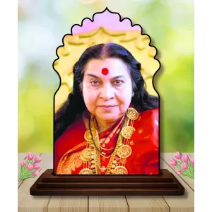 Car Dashboard/Table Top Shri Mataji Nirmala Devi Wooden Temple Photo Stand 3x4 Inches, Compact & Stylish Spiritual Display For Car, Home & Office (Pack Of 1) (F22489) Car Dashboard/Table Top Shri Mataji Nirmala Devi Wooden Temple Photo Stand 3x4 Inches, Compact & Stylish Spiritual Display For Car, Home & Office (Pack Of 1) (F22489)