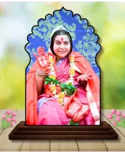 Car Dashboard/Table Top Shri Mataji Nirmala Devi Wooden Temple Photo Stand  3x4 Inches, Compact & Stylish Spiritual Display For Car, Home & Office (Pack Of 1) (F22490)