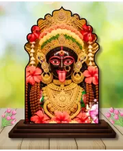 Car Dashboard/Table Top Giddess Kali Wooden Temple Photo Stand  3x4 Inches, Compact & Stylish Spiritual Display For Car, Home & Office (Pack Of 1) (F22491)