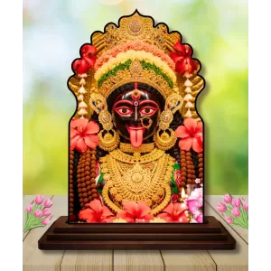 Car Dashboard/Table Top Giddess Kali Wooden Temple Photo Stand 3x4 Inches, Compact & Stylish Spiritual Display For Car, Home & Office (Pack Of 1) (F22491) Car Dashboard/Table Top Giddess Kali Wooden Temple Photo Stand 3x4 Inches, Compact & Stylish Spiritual Display For Car, Home & Office (Pack Of 1) (F22491)