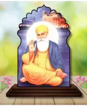 Car Dashboard/Table Top Gurunanak Wooden Temple Photo Stand  3x4 Inches, Compact & Stylish Spiritual Display For Car, Home & Office (Pack Of 1) (F22494)