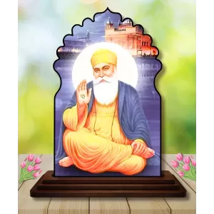 Car Dashboard/Table Top Gurunanak Wooden Temple Photo Stand  3x4 Inches, Compact & Stylish Spiritual Display For Car, Home & Office (Pack Of 1) (F22494)