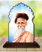 Car Dashboard/Table Top Sri Sri Sitaramdas Omkarnath Wooden Temple Photo Stand  3x4 Inches, Compact & Stylish Spiritual Display For Car, Home & Office (Pack Of 1) (F22495)