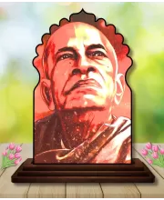 Car Dashboard/Table Top Bhaktivedanta Swami Wooden Temple Photo Stand  3x4 Inches, Compact & Stylish Spiritual Display For Car, Home & Office (Pack Of 1) (F22496)