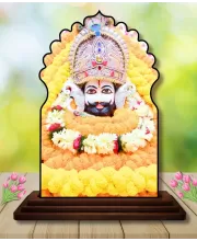 Car Dashboard/Table Top Khatu Shyam Wooden Temple Photo Stand  3x4 Inches, Compact & Stylish Spiritual Display For Car, Home & Office (Pack Of 1) (F22497)