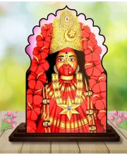Car Dashboard/Table Top Tara Maa Wooden Temple Photo Stand  3x4 Inches, Compact & Stylish Spiritual Display For Car, Home & Office (Pack Of 1) (F22498)