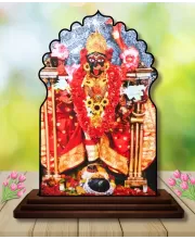 Car Dashboard/Table Top Goddess Kali Wooden Temple Photo Stand  3x4 Inches, Compact & Stylish Spiritual Display For Car, Home & Office (Pack Of 1) (F22500)