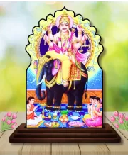Car Dashboard/Table Top Vishwakarma Wooden Temple Photo Stand  3x4 Inches, Compact & Stylish Spiritual Display For Car, Home & Office (Pack Of 1) (F22502)