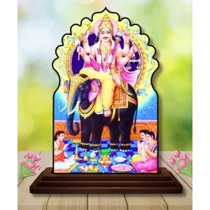 Car Dashboard/Table Top Vishwakarma Wooden Temple Photo Stand  3x4 Inches, Compact & Stylish Spiritual Display For Car, Home & Office (Pack Of 1) (F22502)