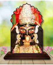 Car Dashboard/Table Top Goddess Kali Wooden Temple Photo Stand  3x4 Inches, Compact & Stylish Spiritual Display For Car, Home & Office (Pack Of 1) (F22504)