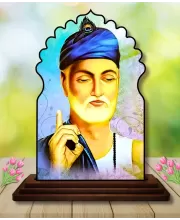 Car Dashboard/Table Top Guru Nanak Wooden Temple Photo Stand  3x4 Inches, Compact & Stylish Spiritual Display For Car, Home & Office (Pack Of 1) (F22505)