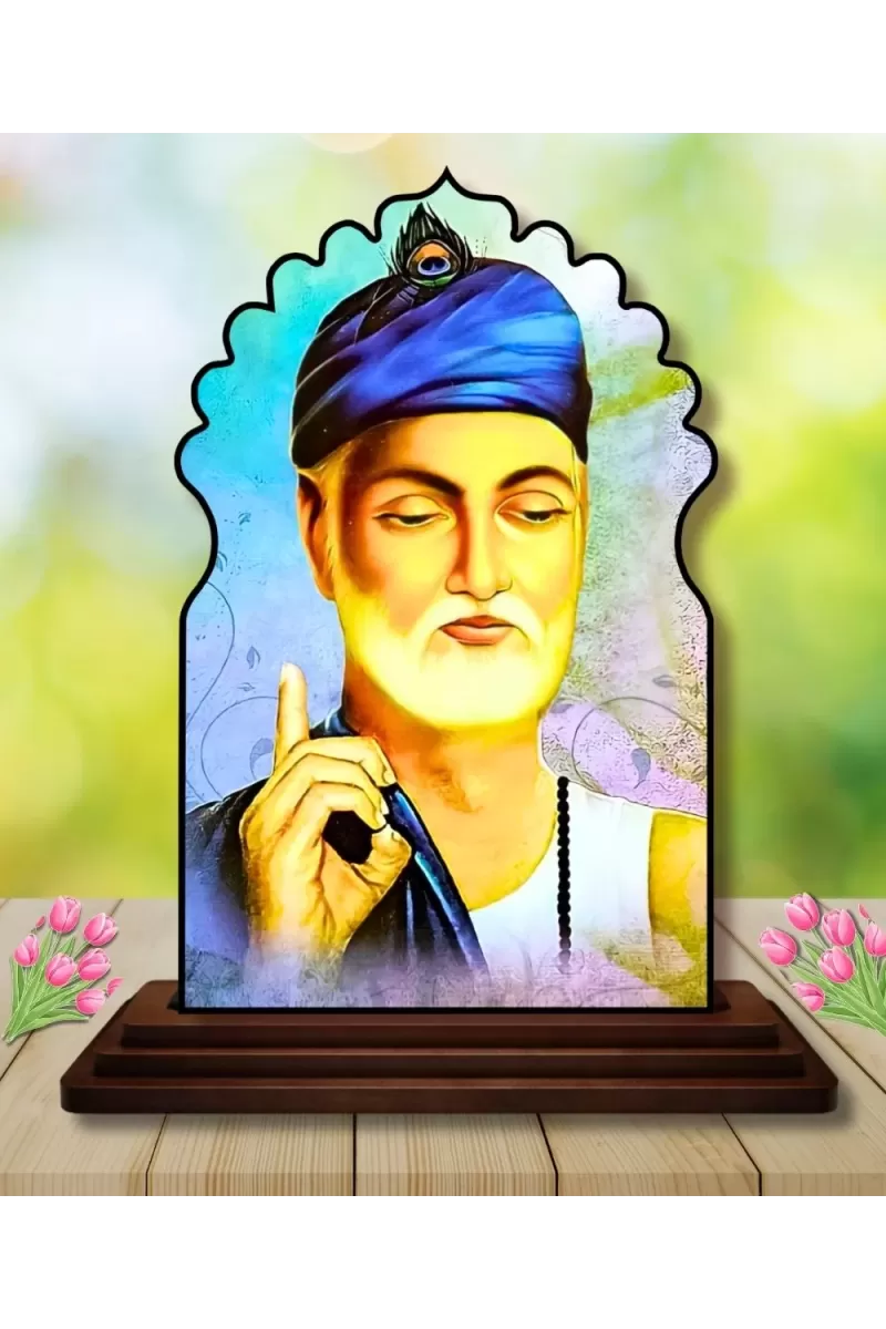 Car Dashboard/Table Top Guru Nanak Wooden Temple Photo Stand  3x4 Inches, Compact & Stylish Spiritual Display For Car, Home & Office (Pack Of 1) (F22505)
