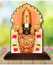 Car Dashboard/Table Top Lord Balaji Wooden Temple Photo Stand  3x4 Inches, Compact & Stylish Spiritual Display For Car, Home & Office (Pack Of 1) (F22506)