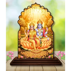 Car Dashboard/Table Top Lord Vishnu Lakshmi Wooden Temple Photo Stand 3x4 Inches, Compact & Stylish Spiritual Display For Car, Home & Office (Pack Of 1) (F22508) Car Dashboard/Table Top Lord Vishnu Lakshmi Wooden Temple Photo Stand 3x4 Inches, Compact & Stylish Spiritual Display For Car, Home & Office (Pack Of 1) (F22508)