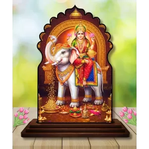 Car Dashboard/Table Top Goddess Durga Wooden Temple Photo Stand  3x4 Inches, Compact & Stylish Spiritual Display For Car, Home & Office (Pack Of 1) (F22509)
