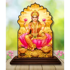 Car Dashboard/Table Top Goddess Lakshmi Wooden Temple Photo Stand 3x4 Inches, Compact & Stylish Spiritual Display For Car, Home & Office (Pack Of 1) (F22512) Car Dashboard/Table Top Goddess Lakshmi Wooden Temple Photo Stand 3x4 Inches, Compact & Stylish Spiritual Display For Car, Home & Office (Pack Of 1) (F22512)