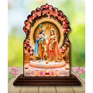 Car Dashboard/Table Top Radha Krishna Wooden Temple Photo Stand 3x4 Inches, Compact & Stylish Spiritual Display For Car, Home & Office (Pack Of 1) (F22516) Car Dashboard/Table Top Radha Krishna Wooden Temple Photo Stand 3x4 Inches, Compact & Stylish Spiritual Display For Car, Home & Office (Pack Of 1) (F22516)