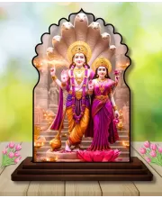 Car Dashboard/Table Top Radha Krishna Wooden Temple Photo Stand  3x4 Inches, Compact & Stylish Spiritual Display For Car, Home & Office (Pack Of 1) (F22517)